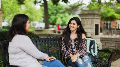 Students talk on campus 